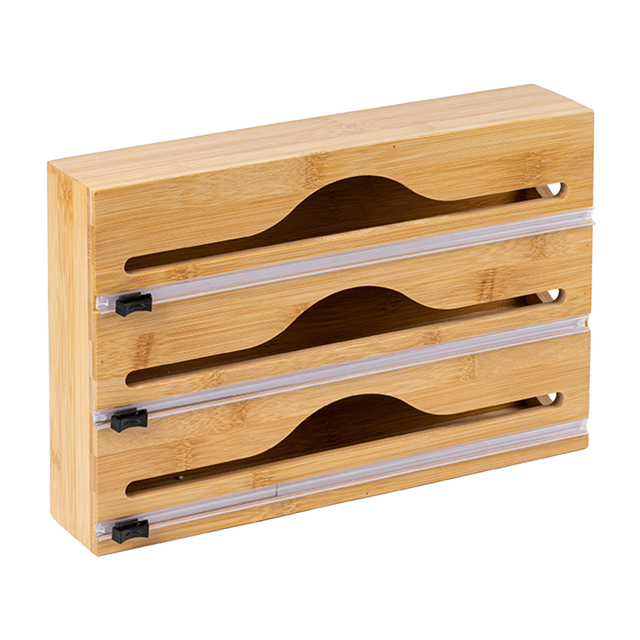 FOLIENSPENDER - Hellbraun, Holz/Kunststoff (33.5/22/7cm) - Relaxdays