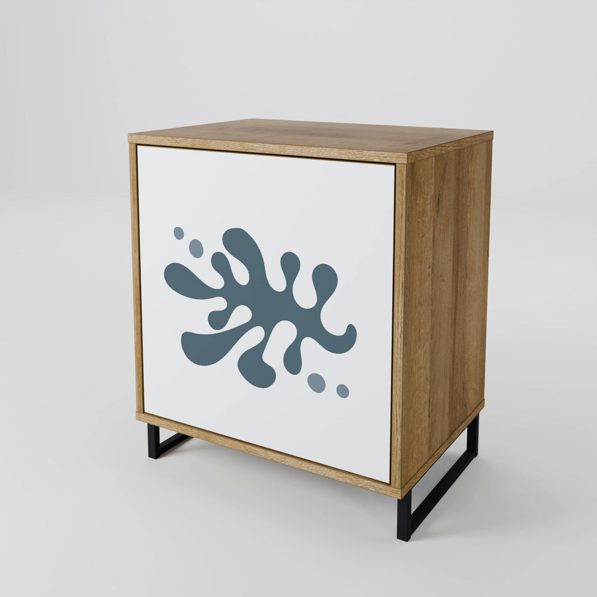 SIDEBOARD WONDERLAND VEGETATION, Eichefarben, 57,5x42x75,5 cm, Goldfarbene Metallfüße - Eichefarben/Goldfarben, Holzwerkstoff/Metall (57.5/75.5/42cm) - SpaceRebels