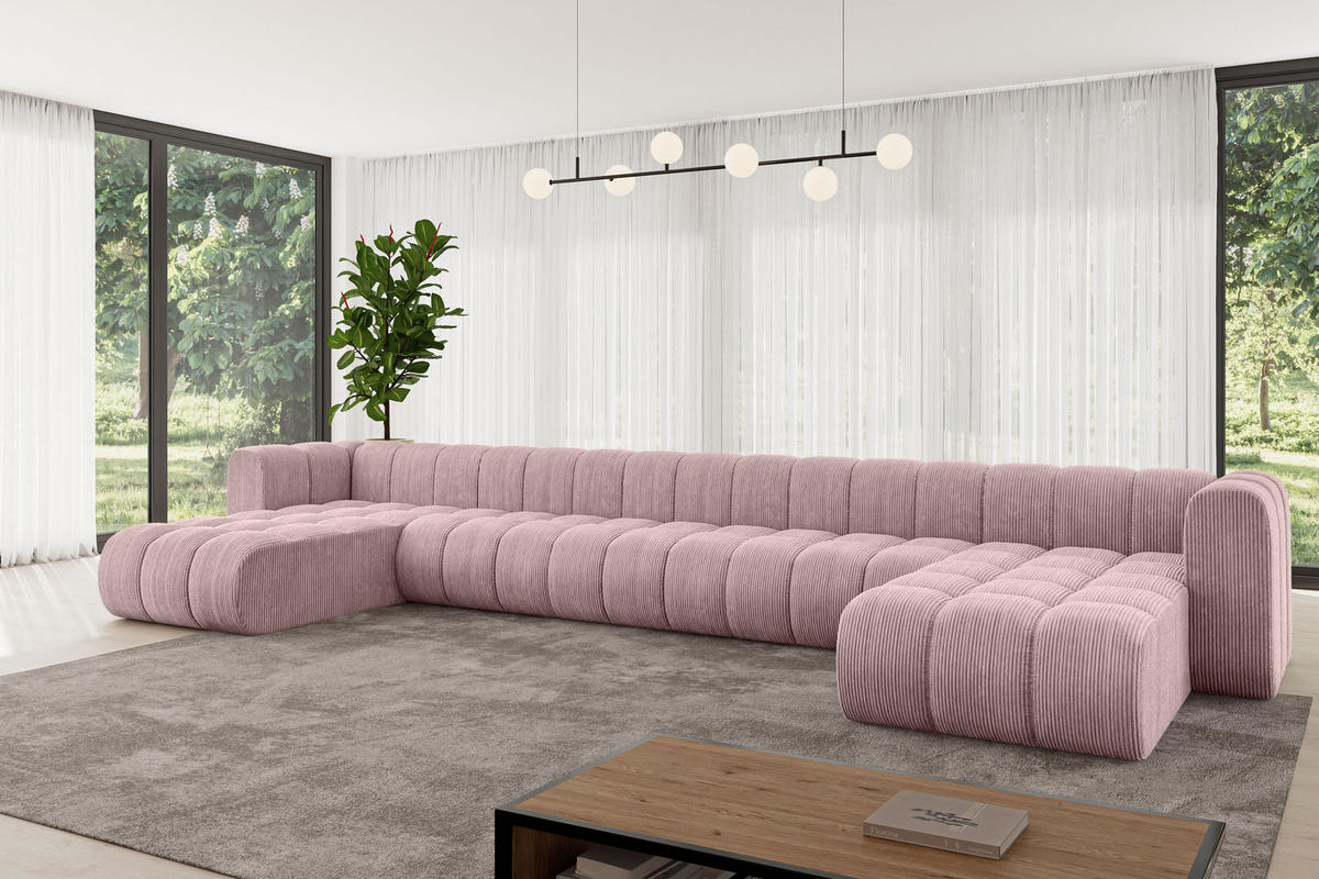 WOHNLANDSCHAFT modulares Sofa Joren-U3 - 501x177x70 cm Rosa - Rosa, Holzwerkstoff/Textil (501/70/177cm) - ALTDECOR
