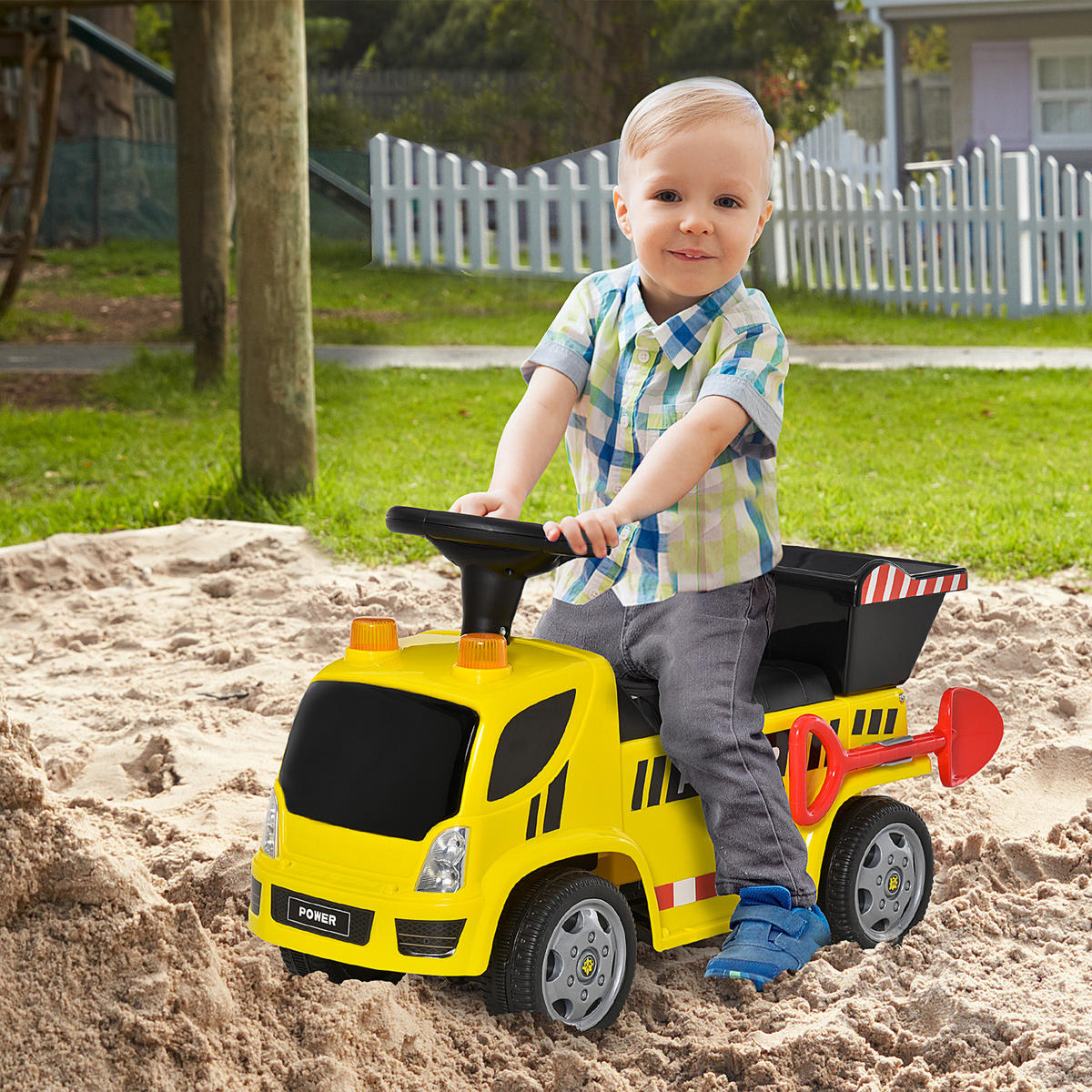 KINDER RUTSCHAUTO, Gelb, Metal+ PP-Kunststoff - Gelb, Metall (72/28.2/42cm) - HOMCOM