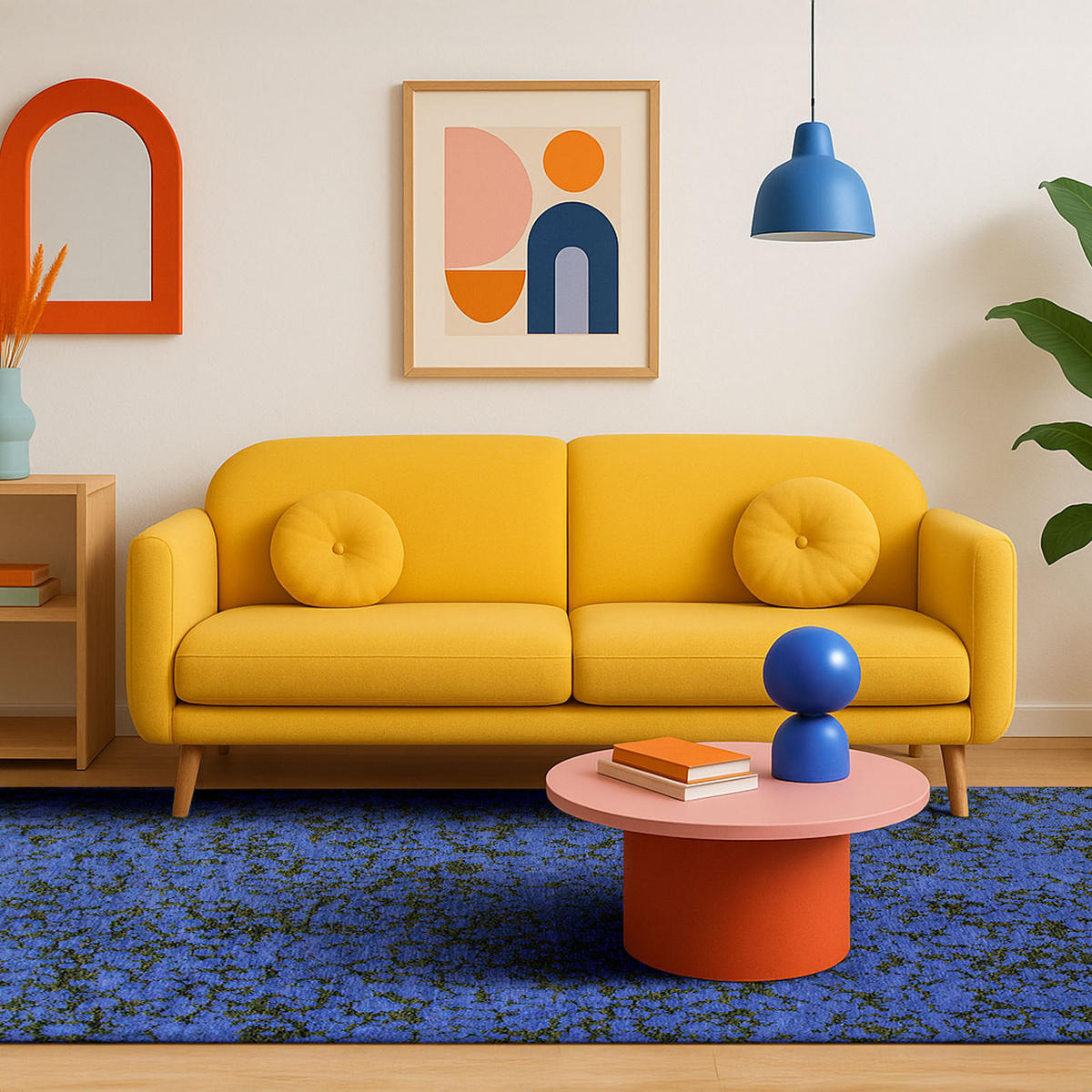 TEPPICH Blue Grass Lola&Moi 80/150 cm - Blau, Kunststoff/Textil (80/150cm) - Lola&Moi