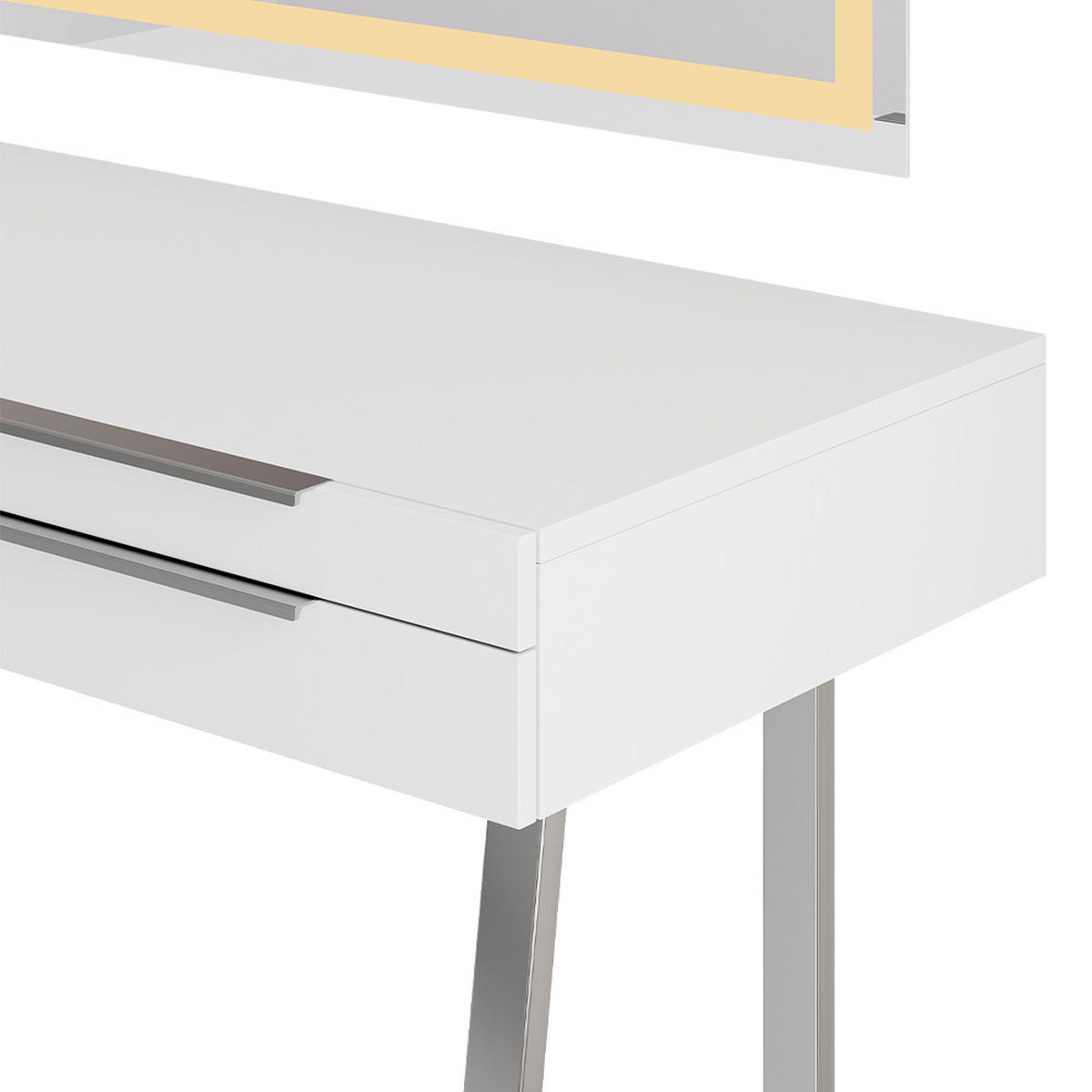 SCHMINKTISCH Alexia Weiß 120 cm mit LED-Spiegel - Weiß, Holzwerkstoff (120/79/50cm) - Vicco