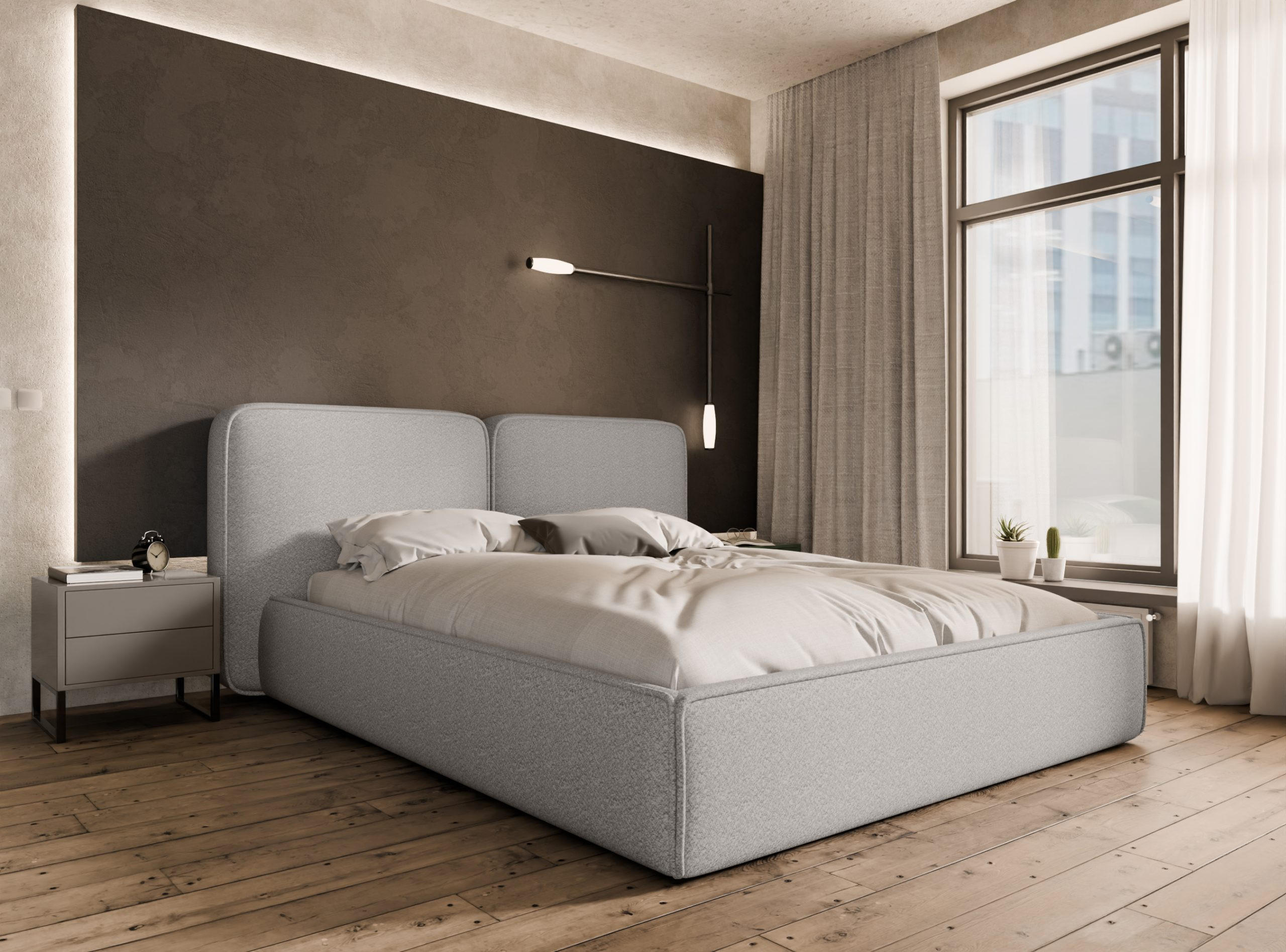 POLSTERBETT Lauga 140x200 cm, Grau - Grau, Textil (140/200cm) - Fedve