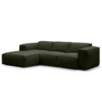 3-SITZER ECKSOFA mit Longchair - Schwarz/Grau, Textil (251/173cm) - home24