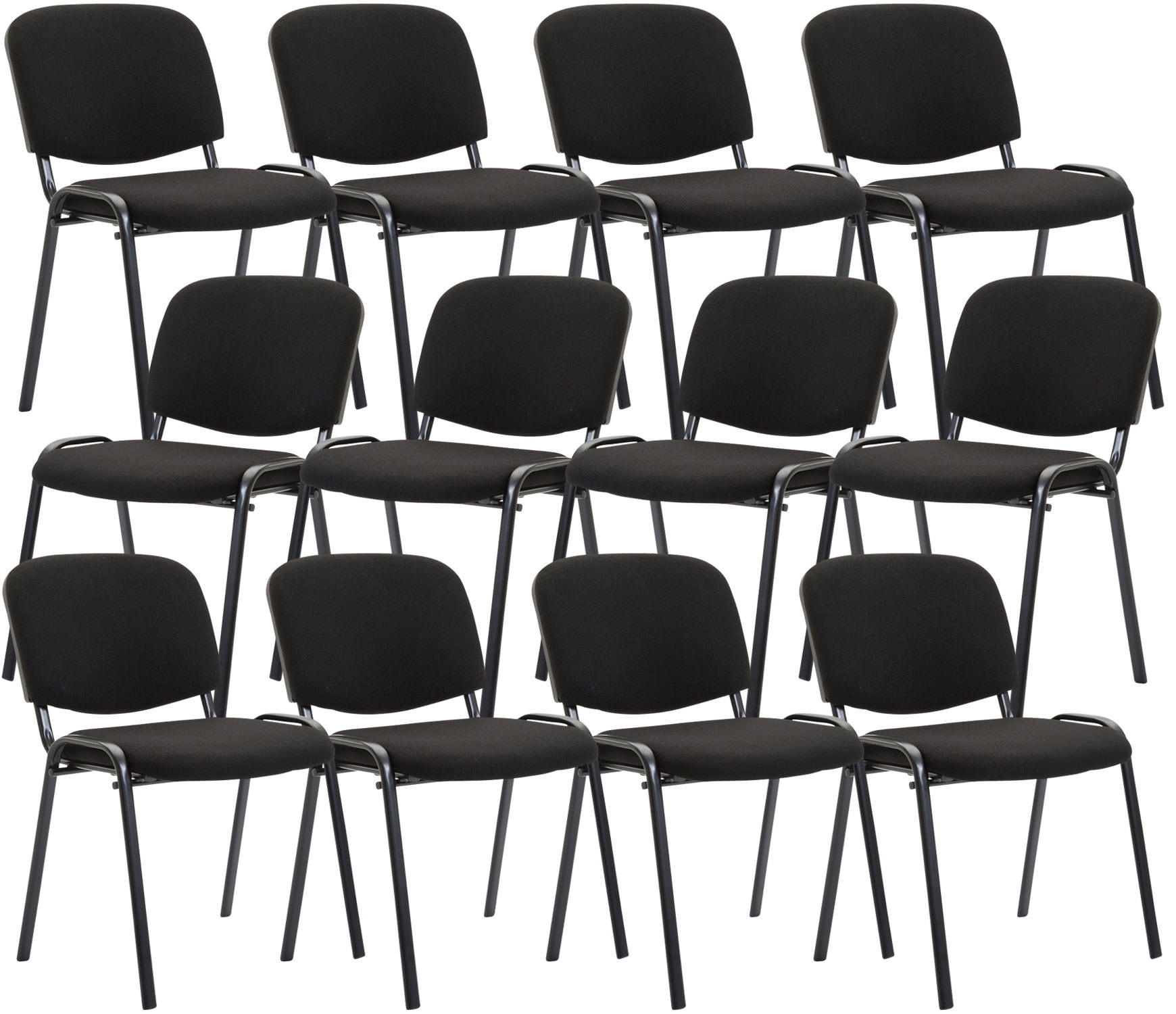BESUCHERSTUHL 12er Set Stoff schwarz - Schwarz, Textil/Metall (53/83/53cm) - CLP