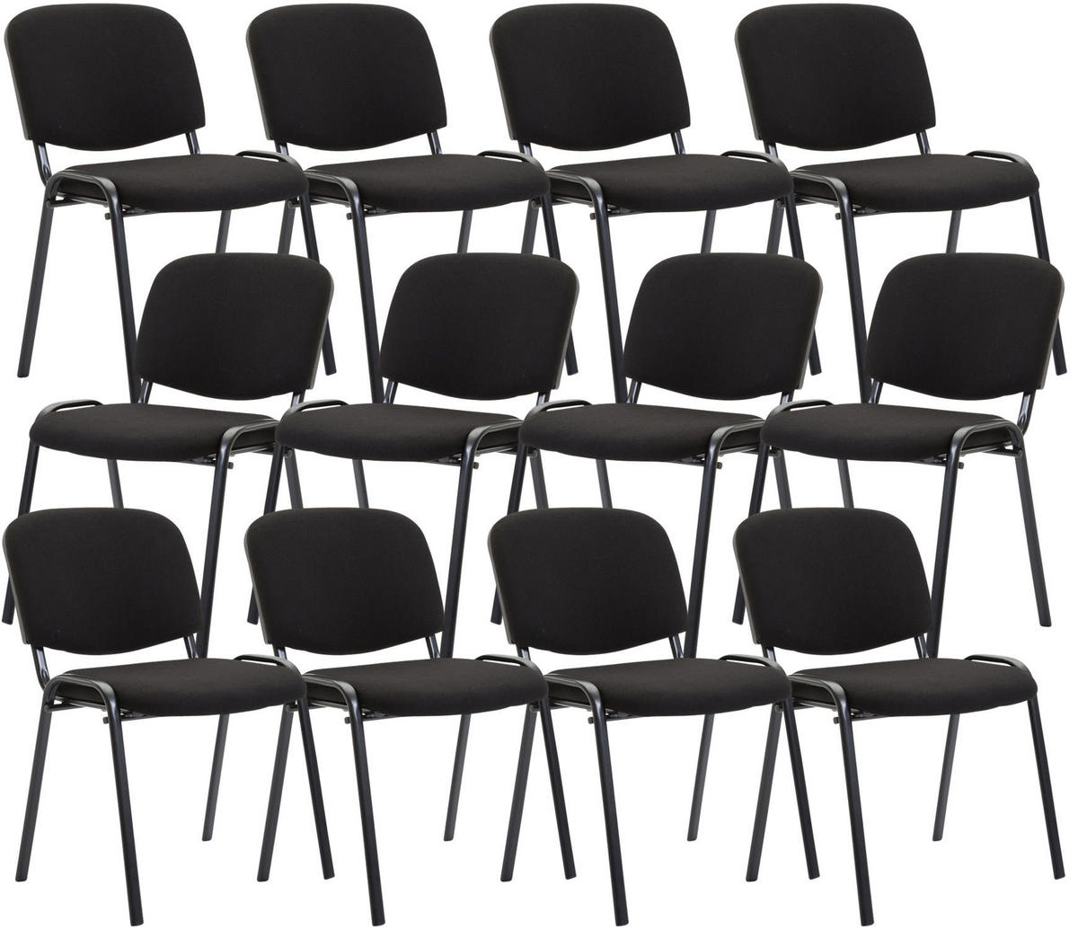 BESUCHERSTUHL 12er Set Stoff schwarz - Schwarz, Textil/Metall (53/83/53cm) - CLP