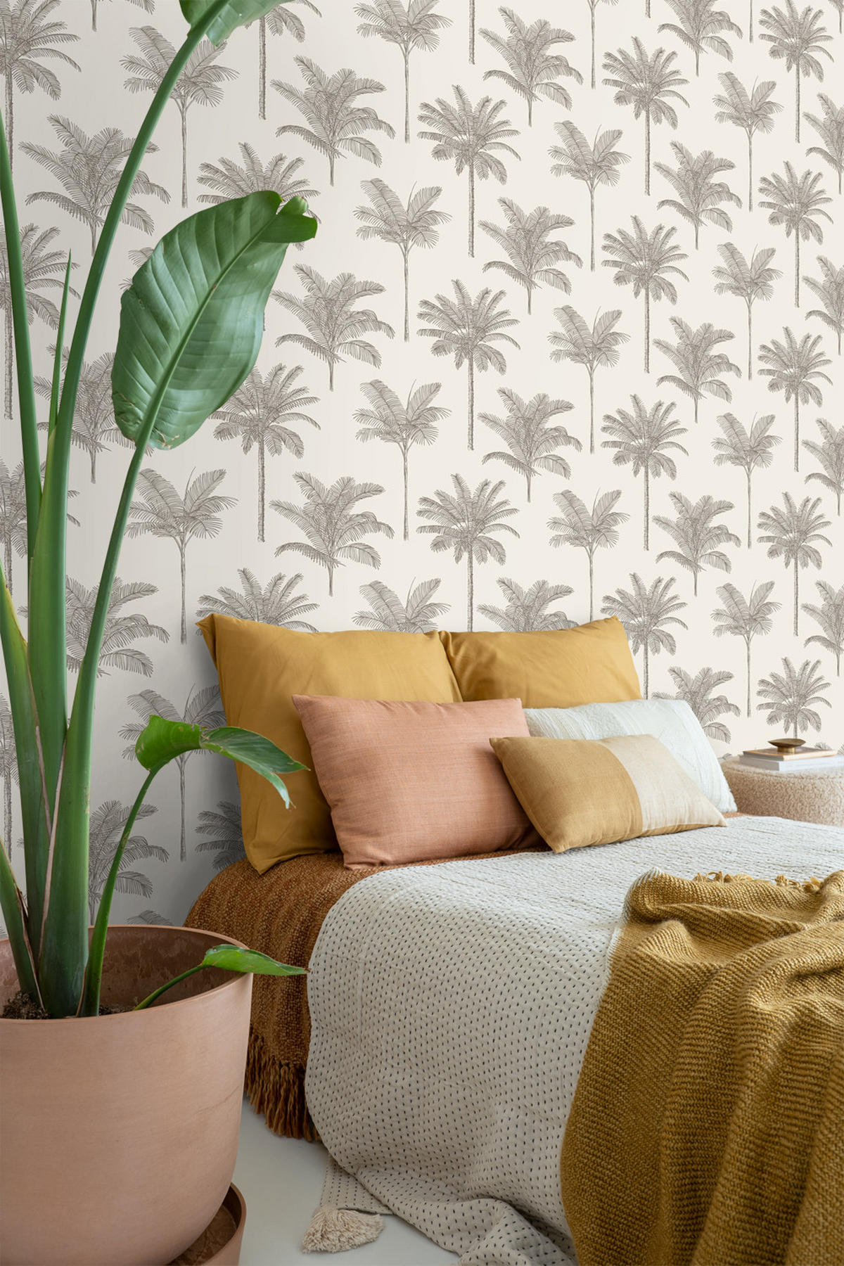 TAPETE Palmen 53 cm x 10.05 m - Beige, Papier (53/1000cm) - ESTAhome