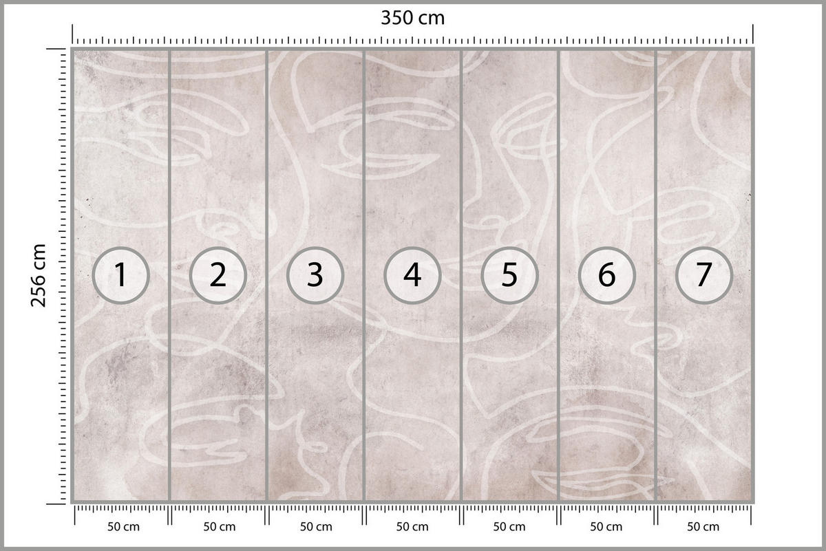 FOTOTAPETE für Schlafzimmer Abstrakte Gesichter Beton 350x256 - Beige/Braun, Papier (350/256cm) - Muralo