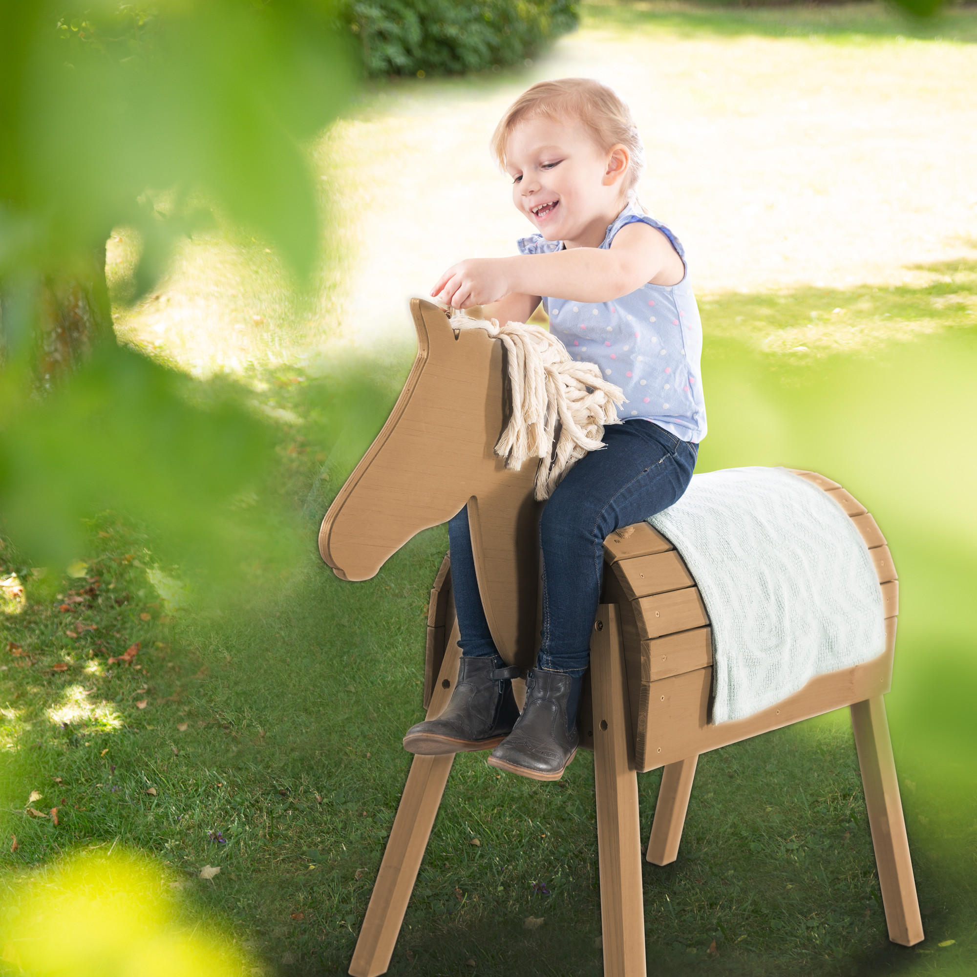 SPIELPFERD OUTDOOR Spielpferd Outdoor teak - Teakfarben, Holz (110/48cm) - Roba