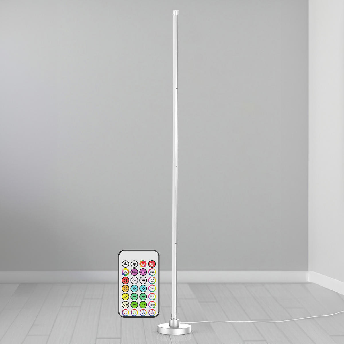 LED-ECKLAMPE - mit Fernbedienung und Soundsensor für RGB- und warmweißes Licht - Weiß, Kunststoff (15.5/15.5/147.5cm) - Northpoint