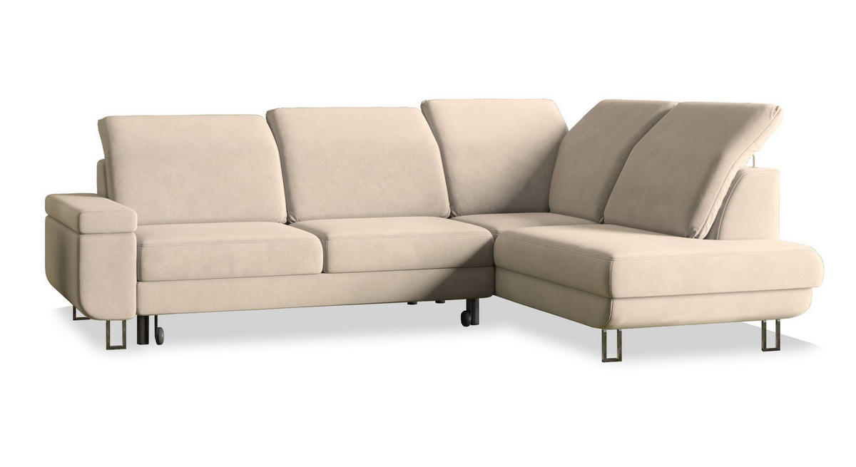 ROHOVÁ SEDAČKA LERMA krémová - stříbrná/krémová, kov/dřevo (253/190cm) - MASSENO