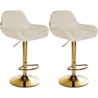 BARHOCKER 2er Set Prag Gold Stoff creme - Goldfarben/Creme, Textil/Metall (51/109/52cm) - TPFLiving