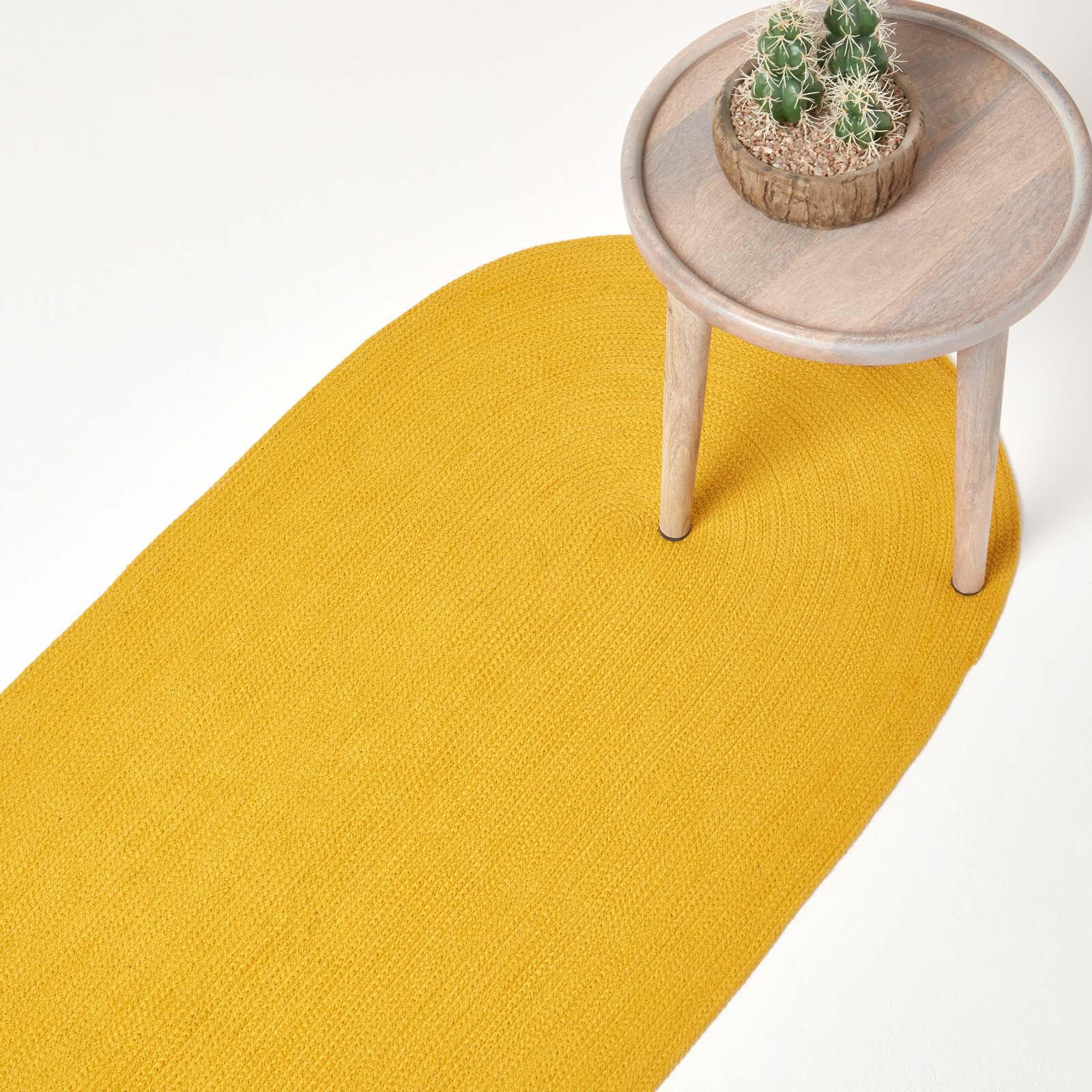 TEPPICHLÄUFER geflochten oval 66/200 cm - Currygelb, Textil (66/200cm) - Homescapes