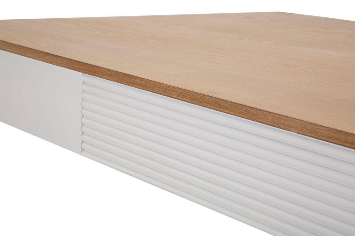ESSTISCH Matera, weiß und braun, Eschenholz, Kiefernholz, MDF und Eisen, 180 x 90 x 80 cm - Weiß/Braun, Holz/Holzwerkstoff (90/180/80cm) - Mauro Ferretti