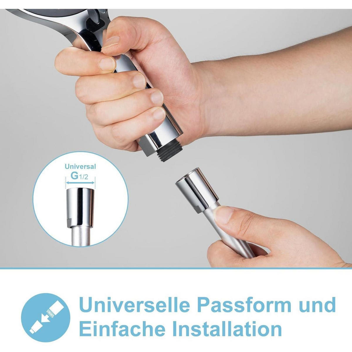 BRAUSESCHLAUCH 1,2 m Silber - Silberfarben, Metall (1/1/120cm)