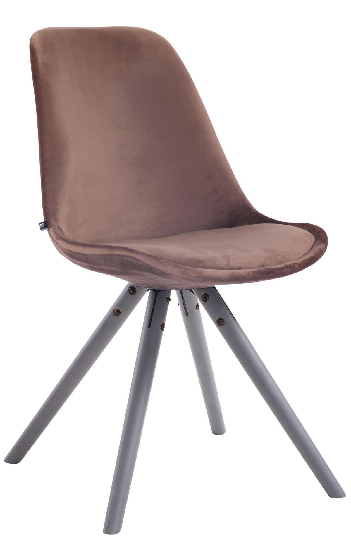 STUHL Samt braun - Braun/Grau, Holz/Textil (48/84/56cm) - CLP