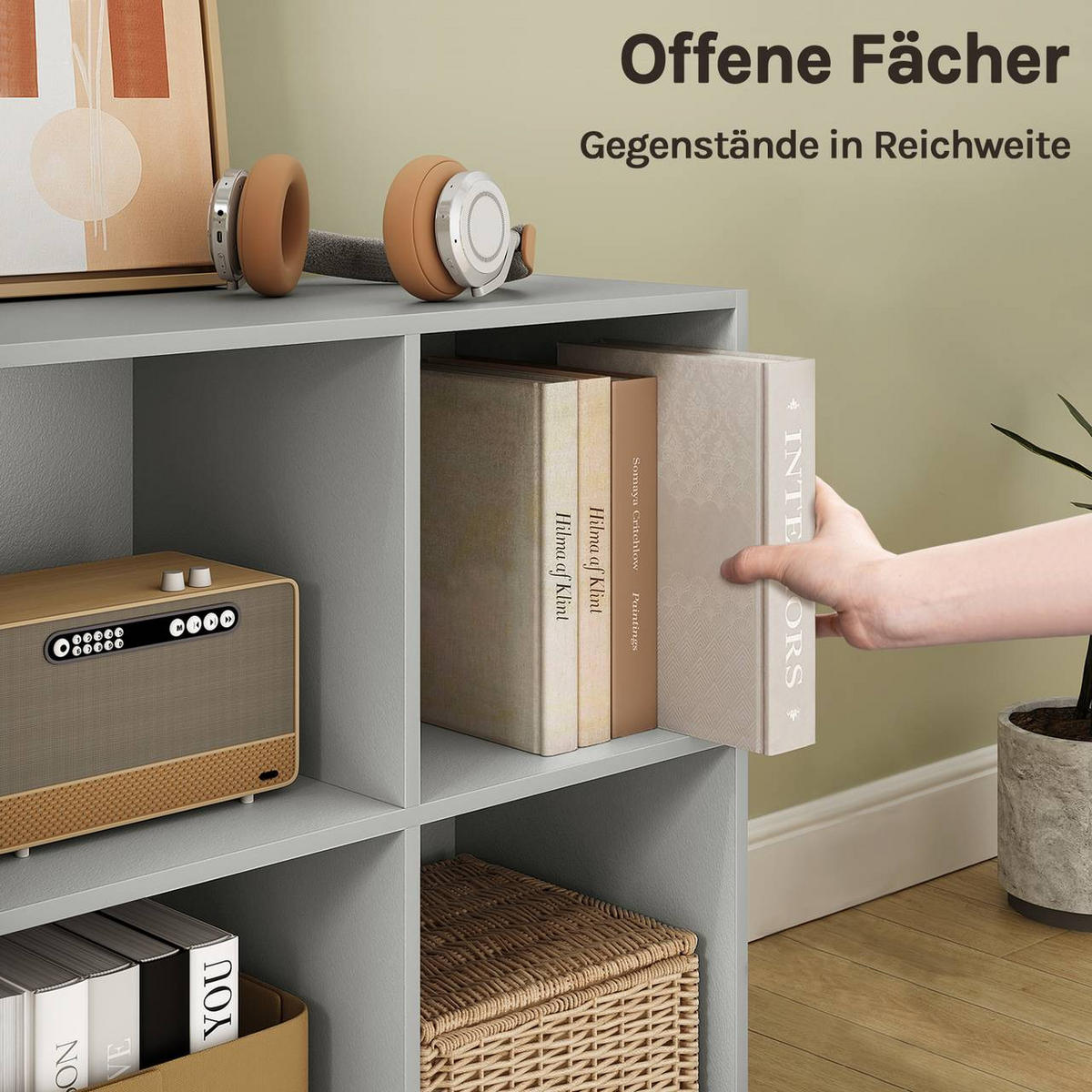 BÜCHERREGAL mit 4 Fächer, Holzwerkstoff, Grau - Grau, Holzwerkstoff (59.6/59.8/29cm) - Woltu