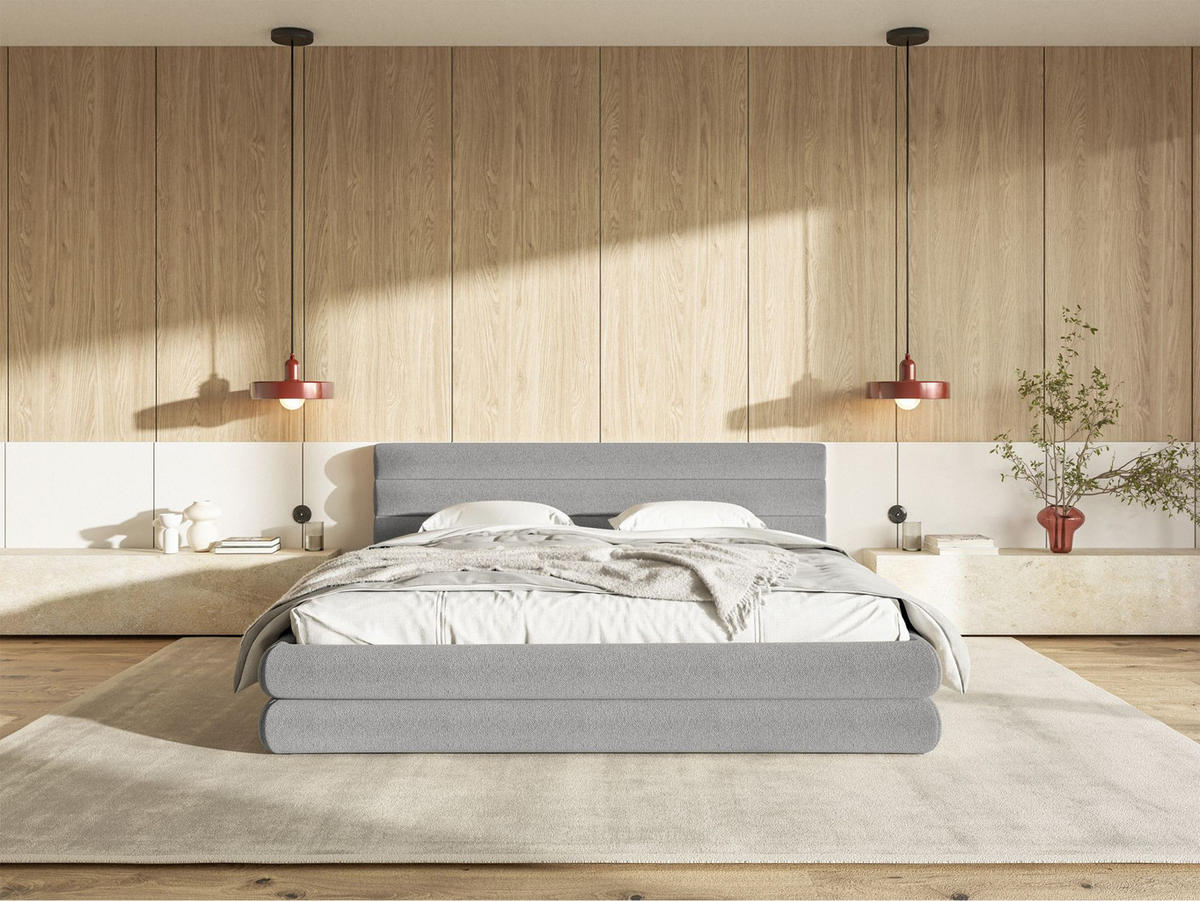 POLSTERBETT Alegre Hellgrau Chenille 180x200 cm - Hellgrau/Schwarz, Kunststoff/Textil (180/200cm) - Selsey