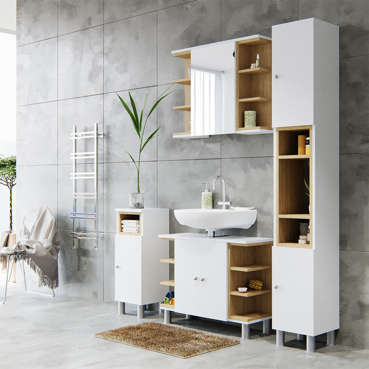 MIDISCHRANK Aquis Weiß 30 x 71.8 cm - Weiß, Holzwerkstoff (30/81.8/30cm) - Vicco