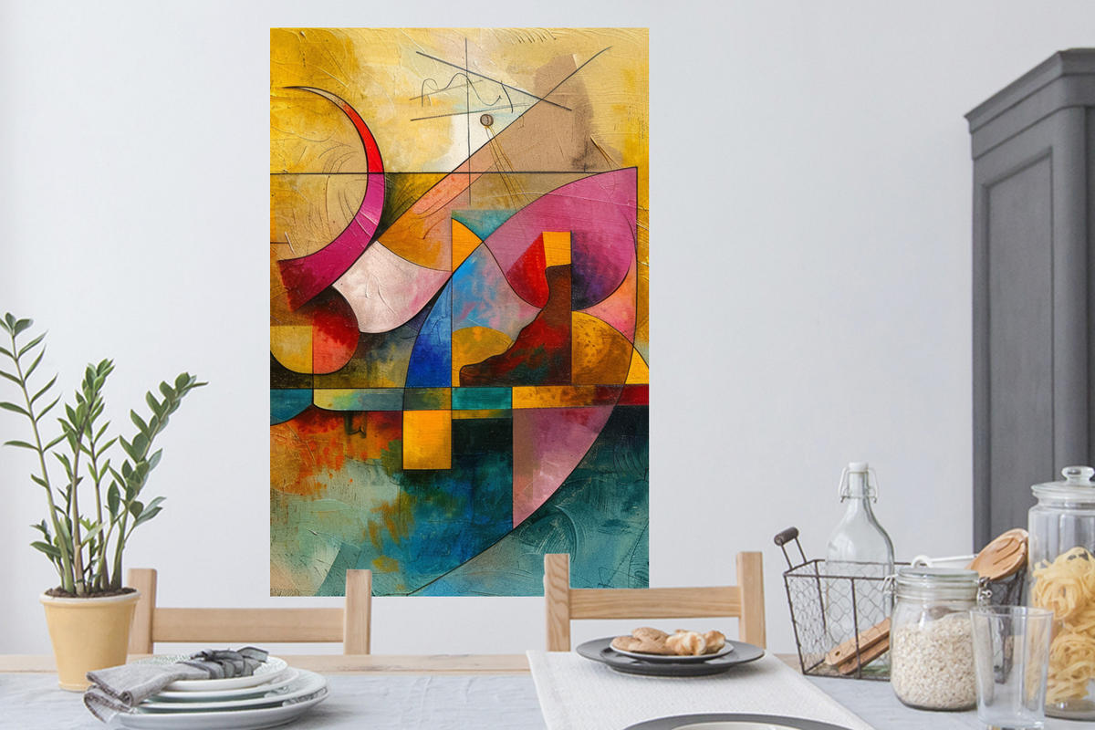 WANDTATTOO Kunst - Abstrakt - Modern 80x120 cm - Gelb, Kunststoff (80/120/0.1cm) - MuchoWow