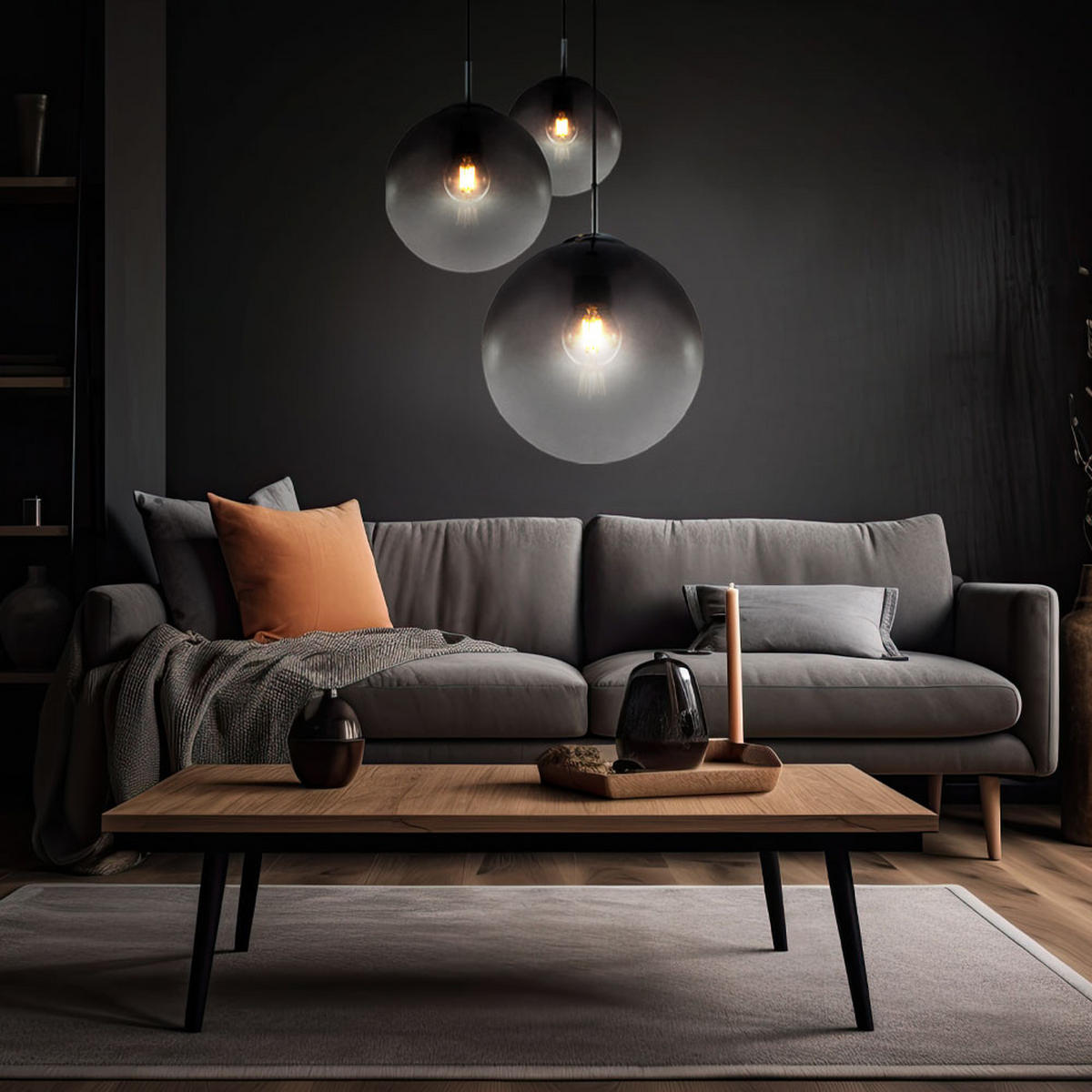 LED HÄNGELEUCHTE VARUS Grau Chrom - Grau, Glas (51/51/120cm) - Globo Lighting