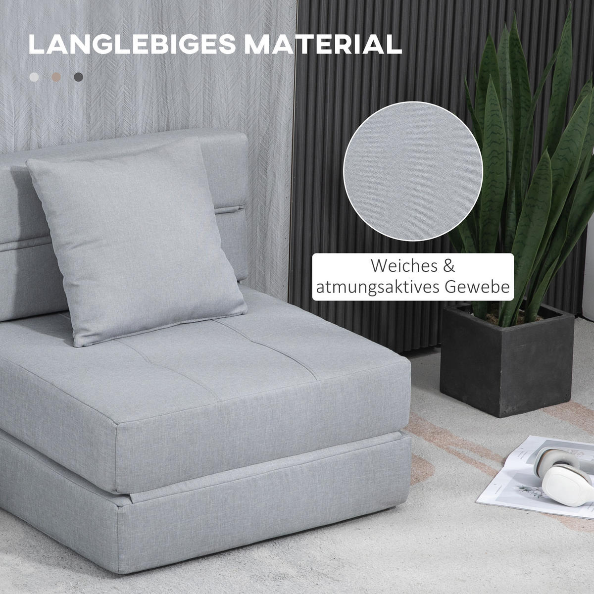 SCHLAFSESSEL Schlafsofa Sofabett Einzelsofa mit Waschbarem Kissen Hellgrau - Hellgrau, Textil (70/61/70cm) - HOMCOM