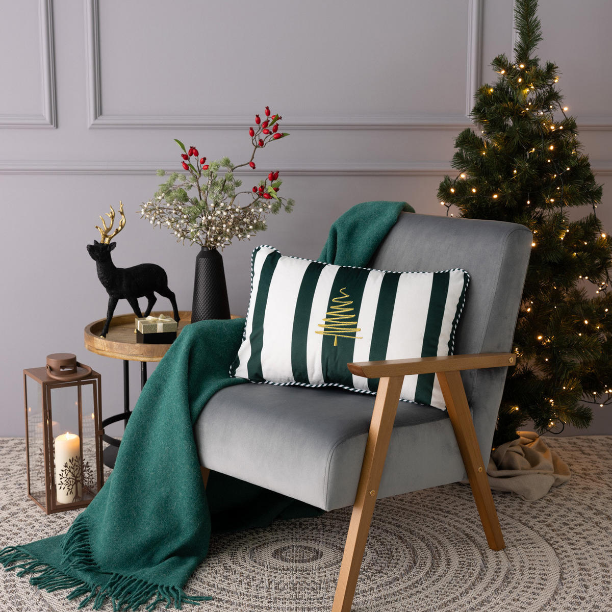 KISSENHÜLLE Green & White Noel 60x40 cm - Grün, Textil (40/60cm) - Dekoria