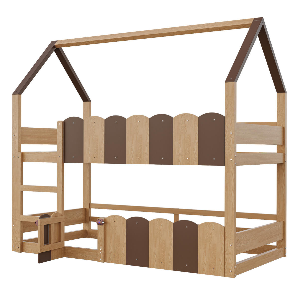 ETAGENBETT im Hausdesign 90x200 cm Holzfarbe - Braun, Holzwerkstoff (90/200cm) - Beauniv