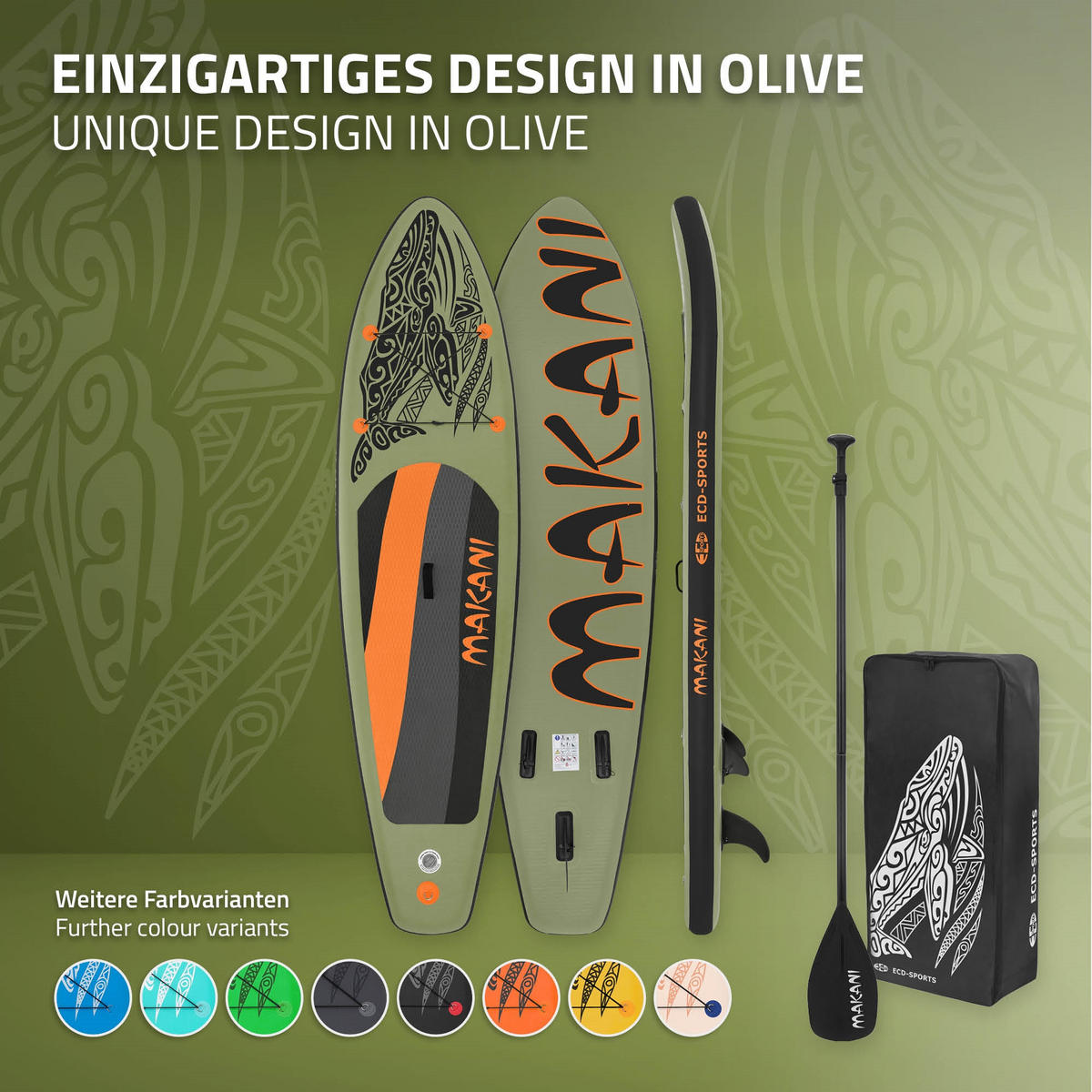 STAND UP PADDLE BOARD Makani Olive - Olivgrün, Kunststoff (320/80/15cm) - ECD-Germany
