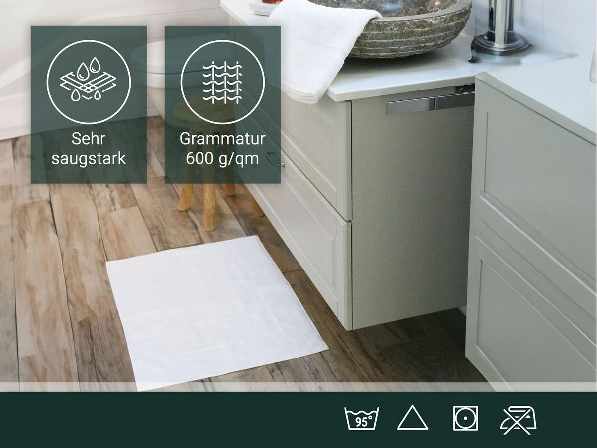 BADEMATTE, 2er-Set, 50x70 cm, 100% Baumwolle - Weiß, Textil (50/70cm) - Zollner