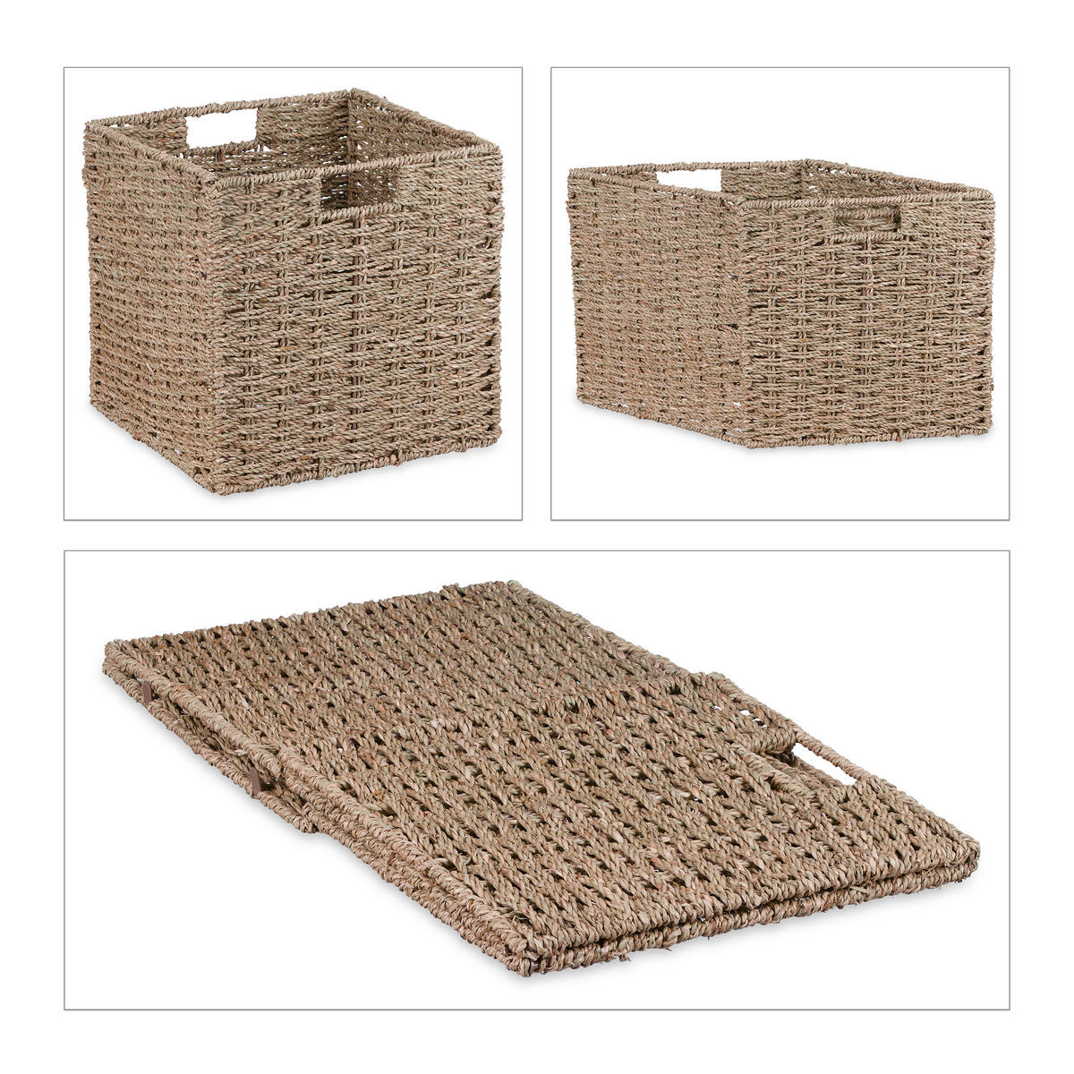 AUFBEWAHRUNGSKORB - Hellbraun, Textil/Metall (30/30/30cm) - Relaxdays