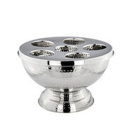 CHAMPAGNER-/FLASCHENKÜHLER Hammerschlag-Optik (H) 25 x (Ø) 41 cm mit Aufsatz - Silberfarben, Paraffin (41/25cm) - Hermann Bauer jun. Kollektion GmbH