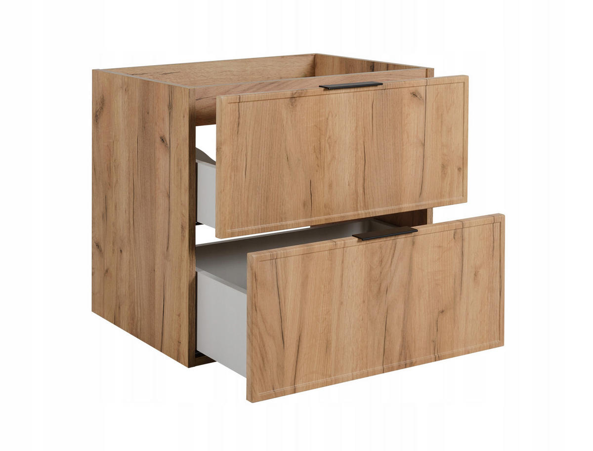 WASCHBECKUNTERSCHRANK SLIM 120cm mit Arbeitsplatte Weiß Eik Craft - Eichefarben/Weiß, Holzwerkstoff (120/57/46cm) - Rodan