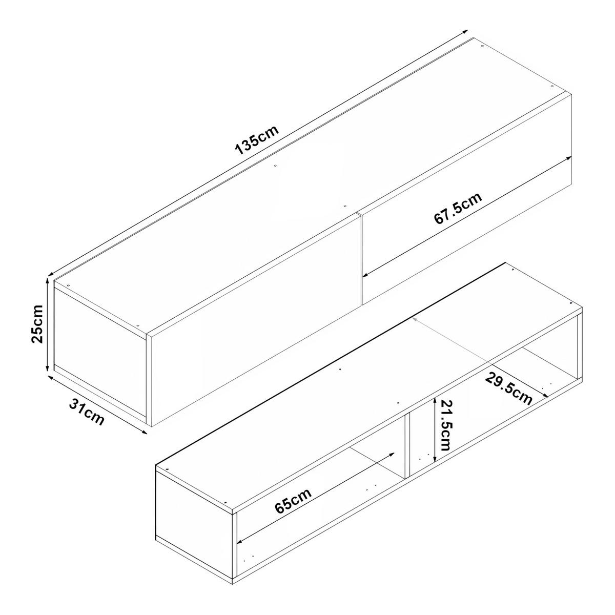 TV-ELEMENT Toivakka - Weiß, Holzwerkstoff (135/25/31cm) - [en.casa]