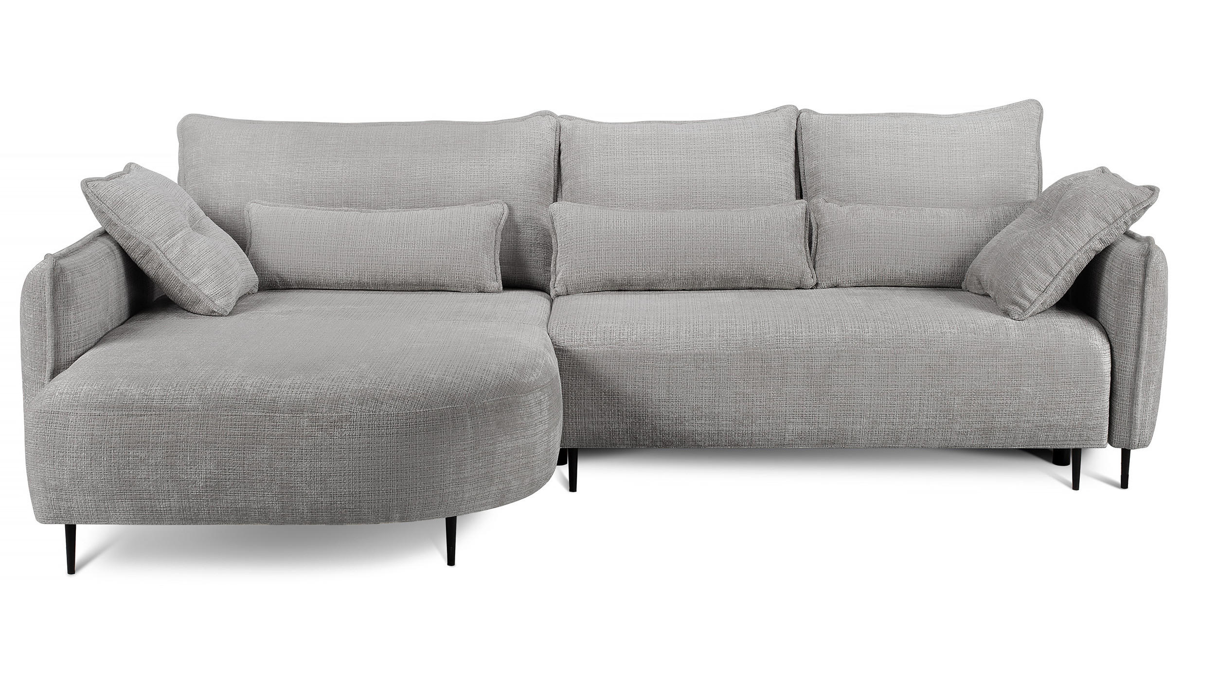 ECKSOFA Oblivio Grau Chenille - Schwarz/Grau, Textil/Metall (285/200cm) - Selsey