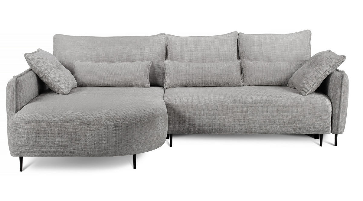 ECKSOFA Oblivio Grau Chenille - Schwarz/Grau, Textil/Metall (285/200cm) - Selsey