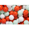 BÄLLE für Bällebad, Spielbälle, Plastikbälle für Kinder Set 50 pcs.: Orange/Mint/Weiß - Pastellgrün, Textil (7/7/7cm) - MeowBaby