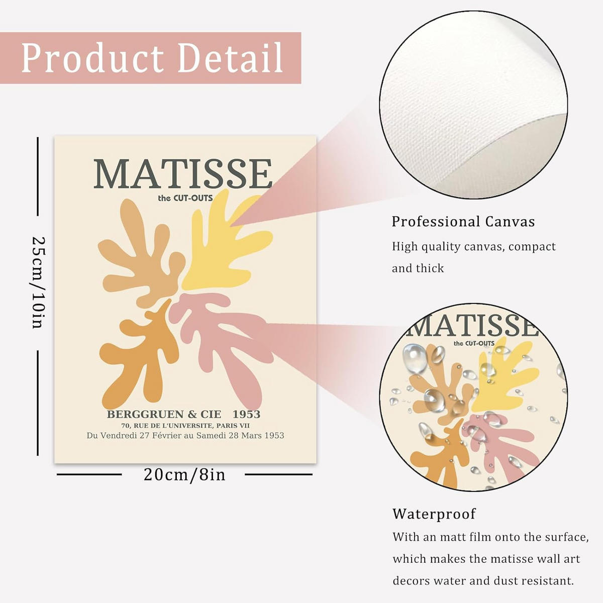 WANDDEKO Malerkern 20x25cm Leinwand 6er Set，rahmenlos - Orange, Textil (25/1cm) - Authentics