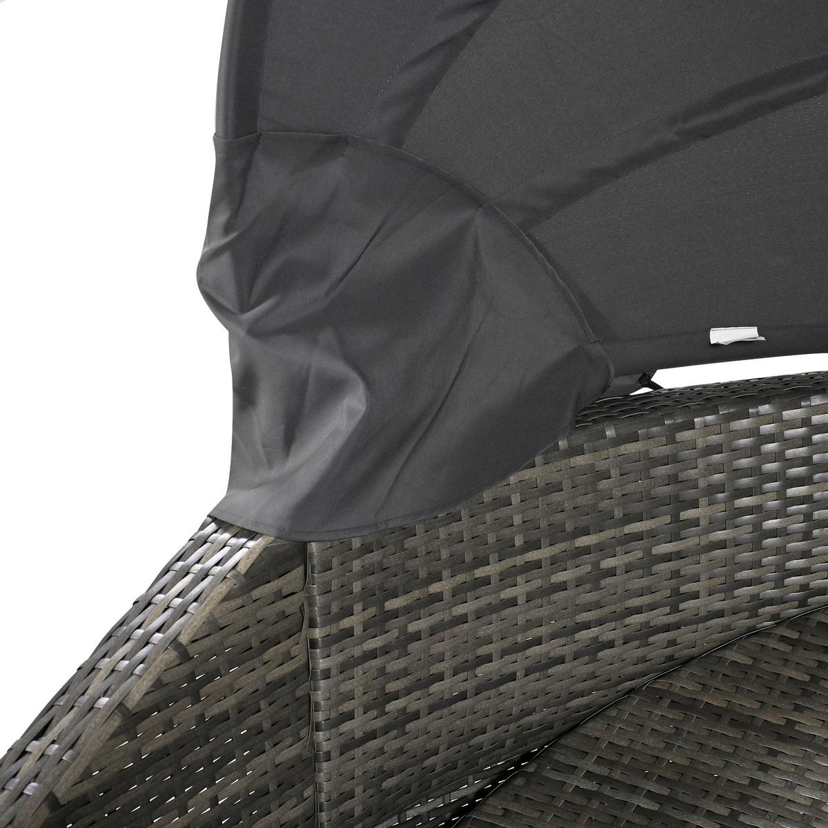 LOUNGESOFA aus Rattan & Metal 203x120x126 cm in Grau mit Baldachin - Grau, Metall (120/126/203cm) - Modfu