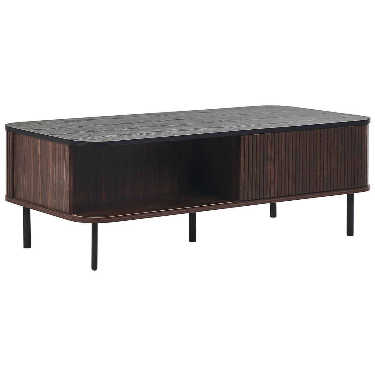 COUCHTISCH dunkler Holzfarbton/schwarz 120/60 cm Jose - Dunkelbraun/Schwarz, Holzwerkstoff (60/120/41cm) - Beliani