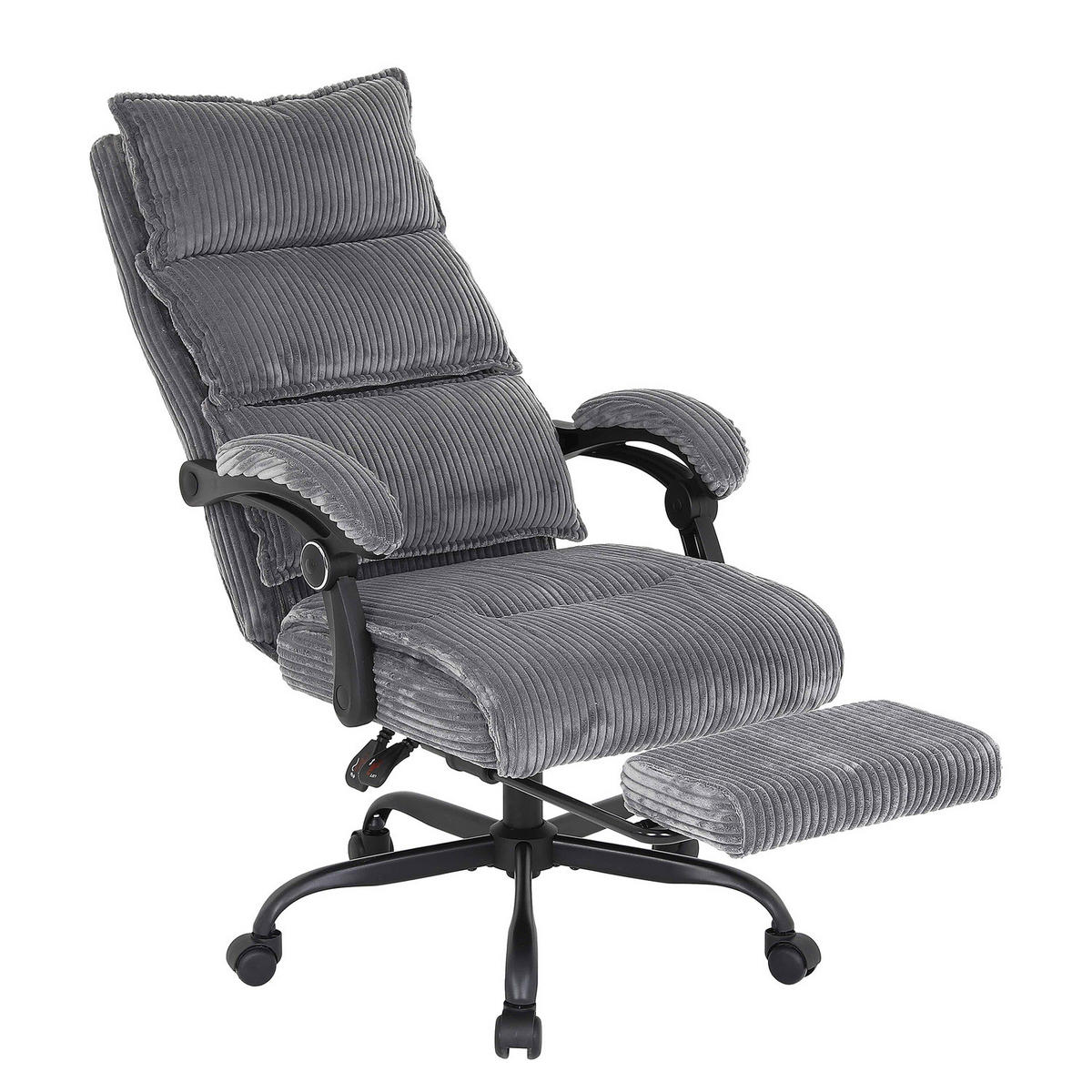 BÜRODREHSTUHL mit Fußablage - Schwarz/Grau, Textil/Metall (71/116/71cm) - home24