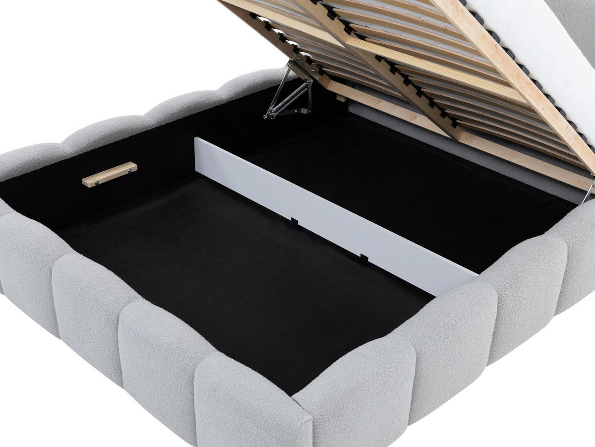 POLSTERBETT Refola Boucle - Hellgrau/Schwarz, Holz/Holzwerkstoff (140/200cm) - MIRJAN24