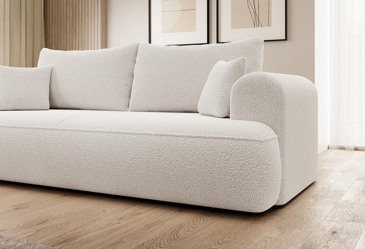 SCHLAFSOFA Ovo Cremeweiß Boucle - Creme, Textil (250/92/110cm) - Selsey