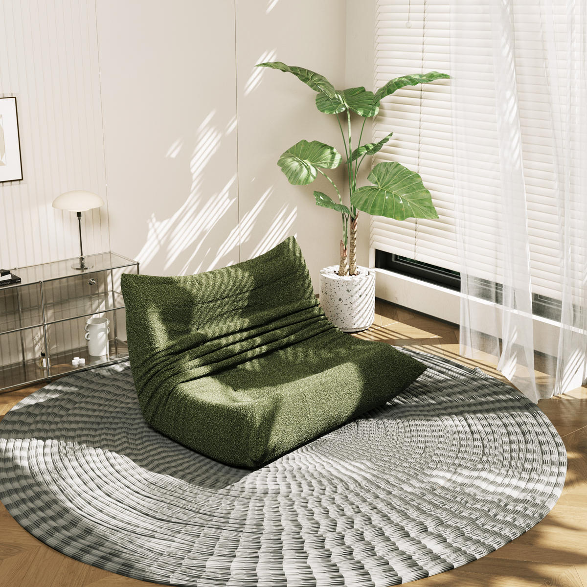 LIEGESESSEL 149/120/82 cm Grün Ergonomische Unterstützung für Schlafzimmer Wohnzimmer - Grün, Textil (120/82/149cm) - OKWISH