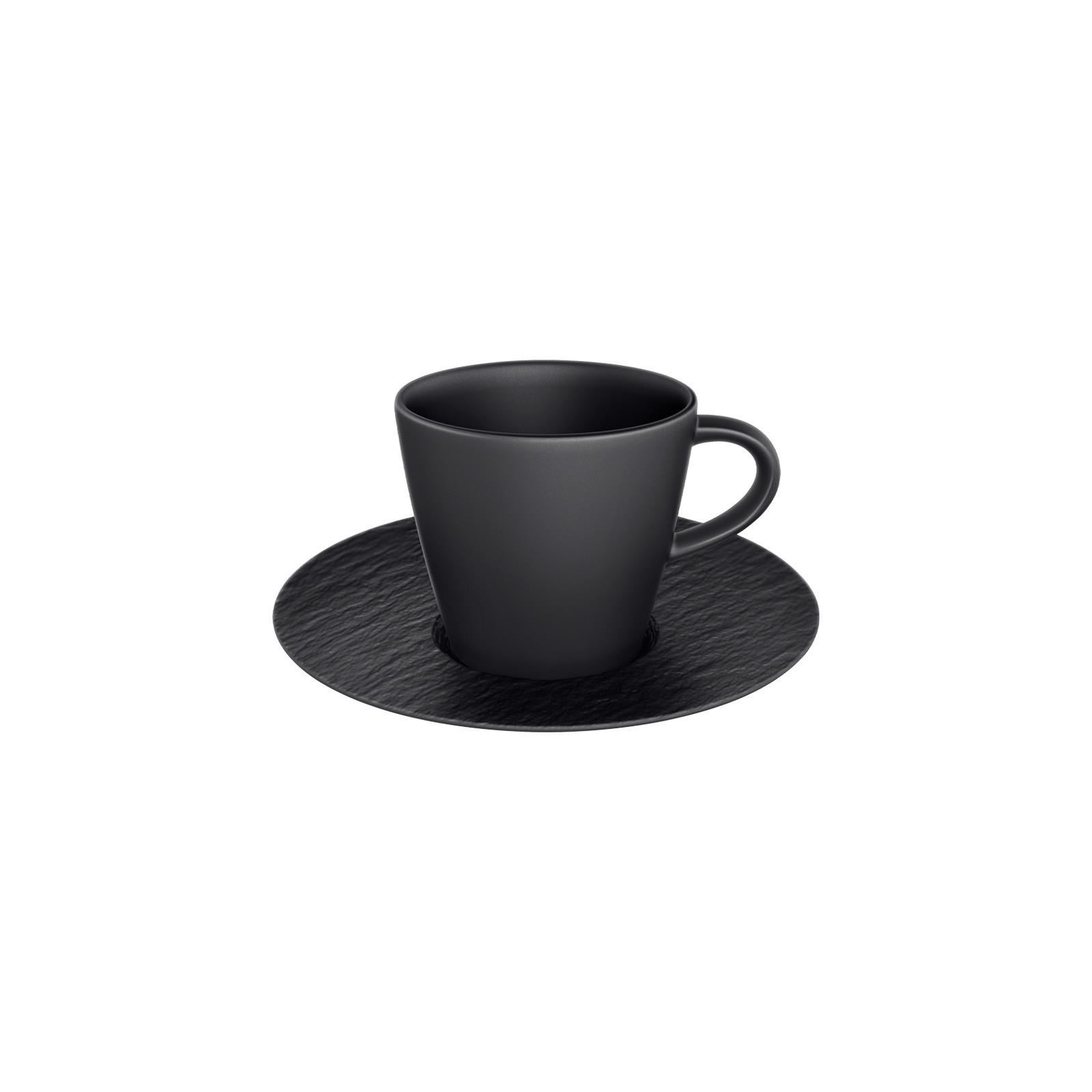ESPRESSOTASSE MIT UNTERTASSE Manufacture Rock Glow schwarz 60 ml - Schwarz, Keramik (12.1/7.4/12.1cm) - Villeroy & Boch