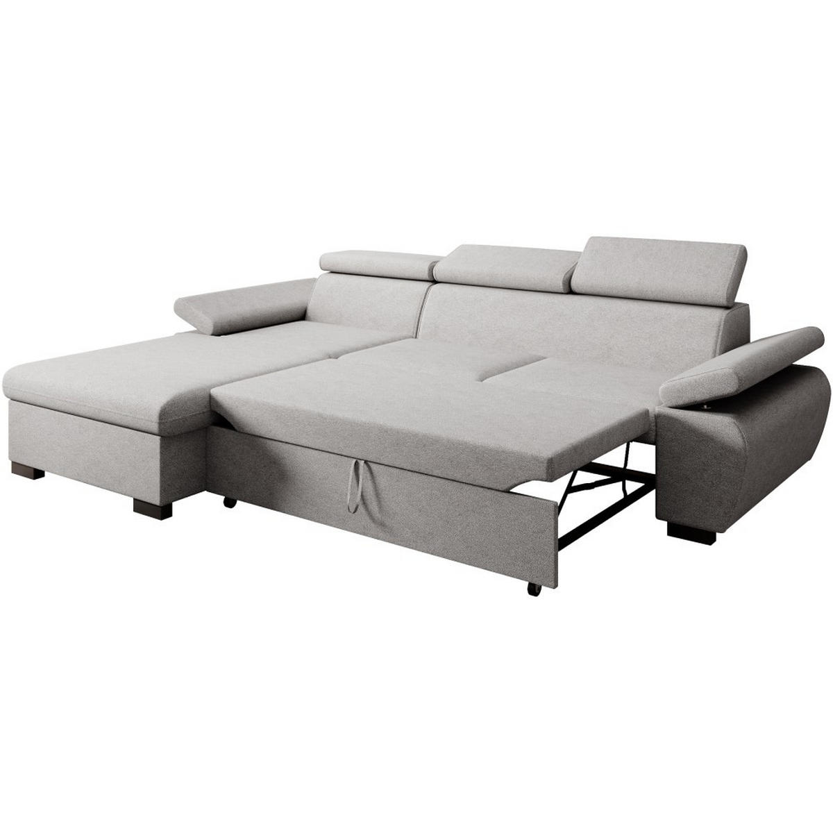 ECKSCHLAFSOFA Coco mit verstellbare Kopfstützen, hellgrau, links - Hellgrau, Textil (273/191cm) - Beautysofa