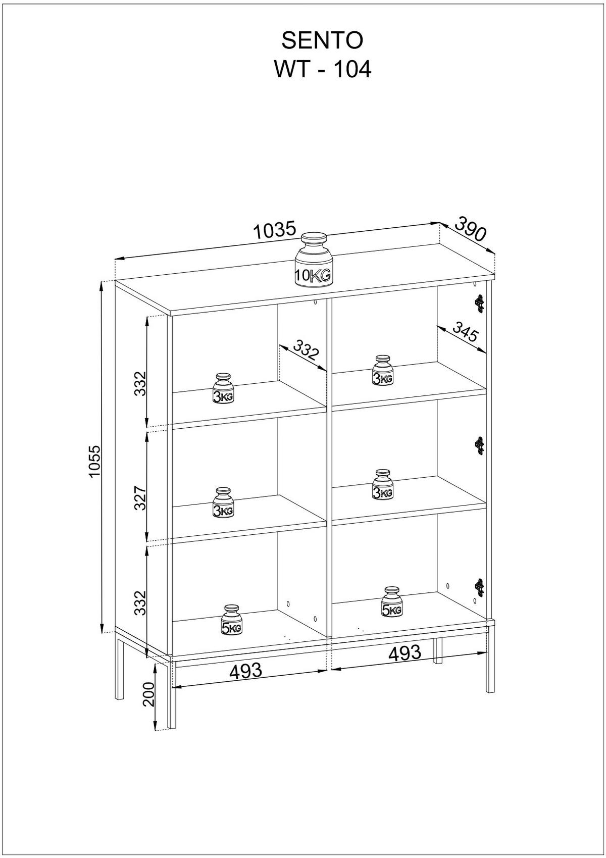 VITRINE – WT104 – 104 cm – Sento – Eiche Schwarz - Sonoma Eiche, Holzwerkstoff (104/126/39cm) - hi-markt