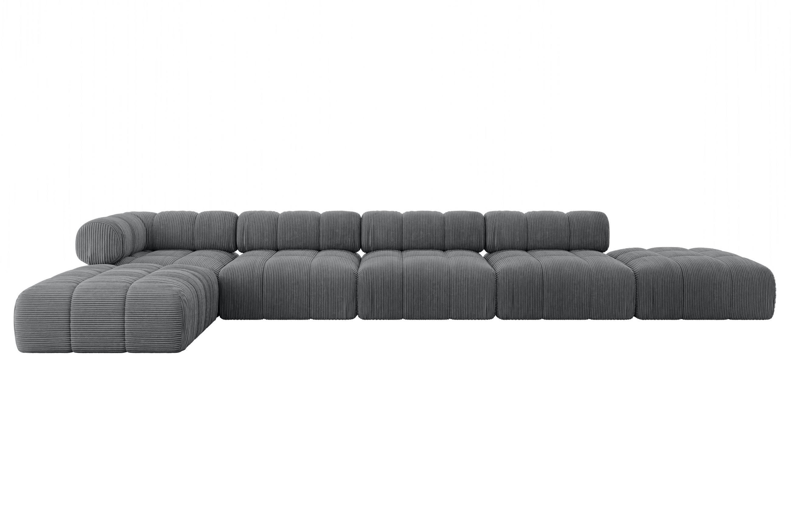 ECKSOFA modulares Sofa Kerru-L3 - 475x190x70 cm Dunkelgrau Cord - Dunkelgrau, Holzwerkstoff/Textil (475/190cm) - ALTDECOR