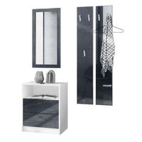 GARDEROBE Pino Schwarz Hochglanz - Schwarz Hochglanz, Holzwerkstoff (130/185/36cm) - Vladon