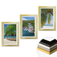 WANDBILDER 3er Set - 20x30 cm Goldrahmen - Strand, Boot, Wasserfälle, Palmen - Goldfarben, Kunststoff (20/30cm) - ArtPrintCave